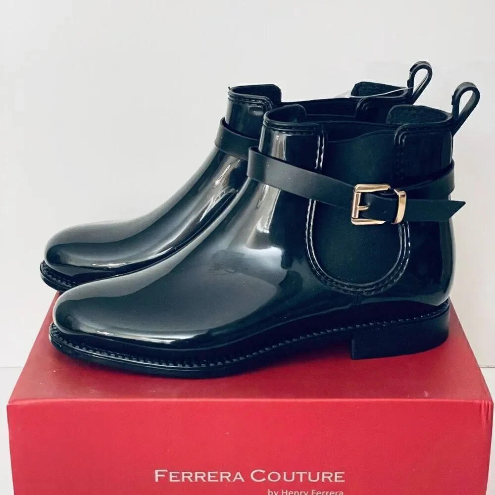 NWT Ferrera Couture 6 by Henry Ferrera Clarity Black Rain Marsala Booties Boots